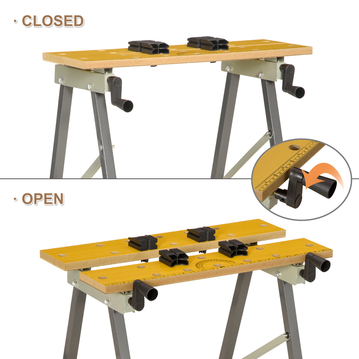 Établi pliant polyvalent 100 kg avec 4 pinces réglables
