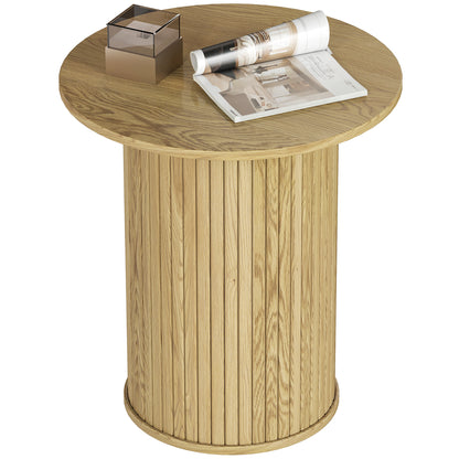 Table d'appoint ronde cannelée style chêne