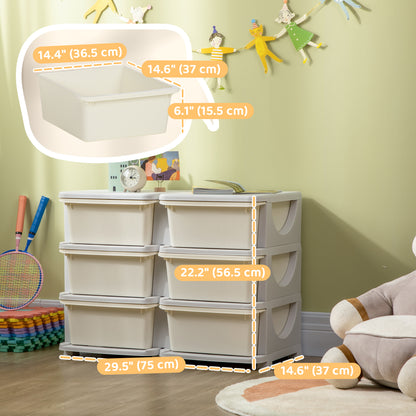 Organisateur jouets 3 niveaux 6 tiroirs plastique enfants