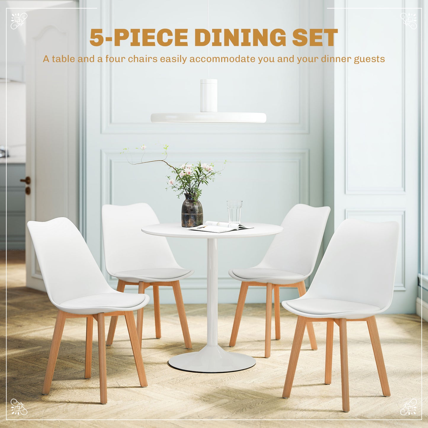Ensemble salle à manger rond 5 pièces base piédestal