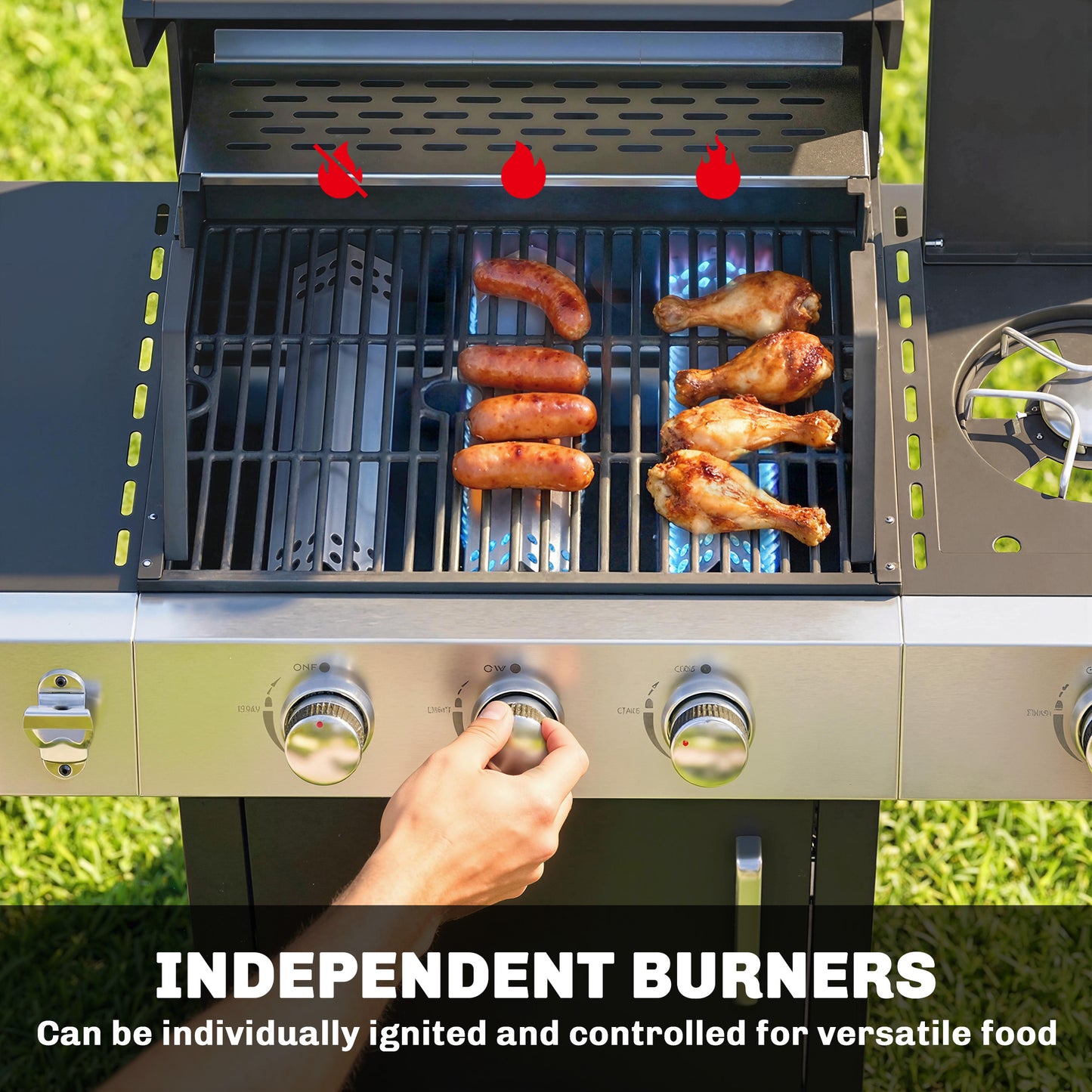 BBQ au propane 3 brûleurs avec brûleur latéral 36000 BTU