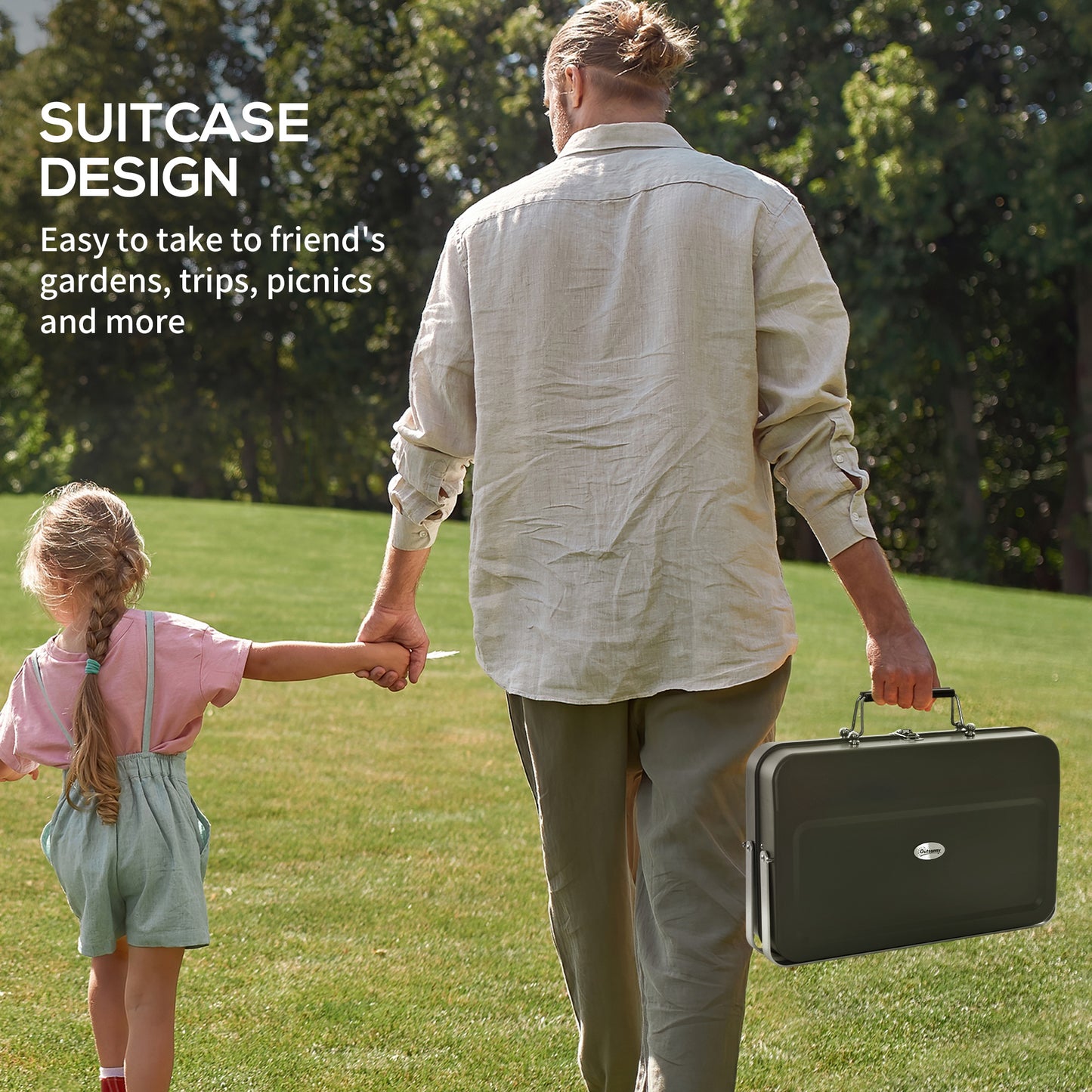 BBQ portable format valise métal charbon