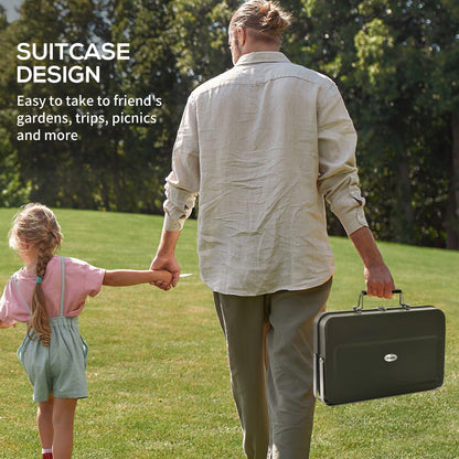 BBQ portable format valise métal charbon
