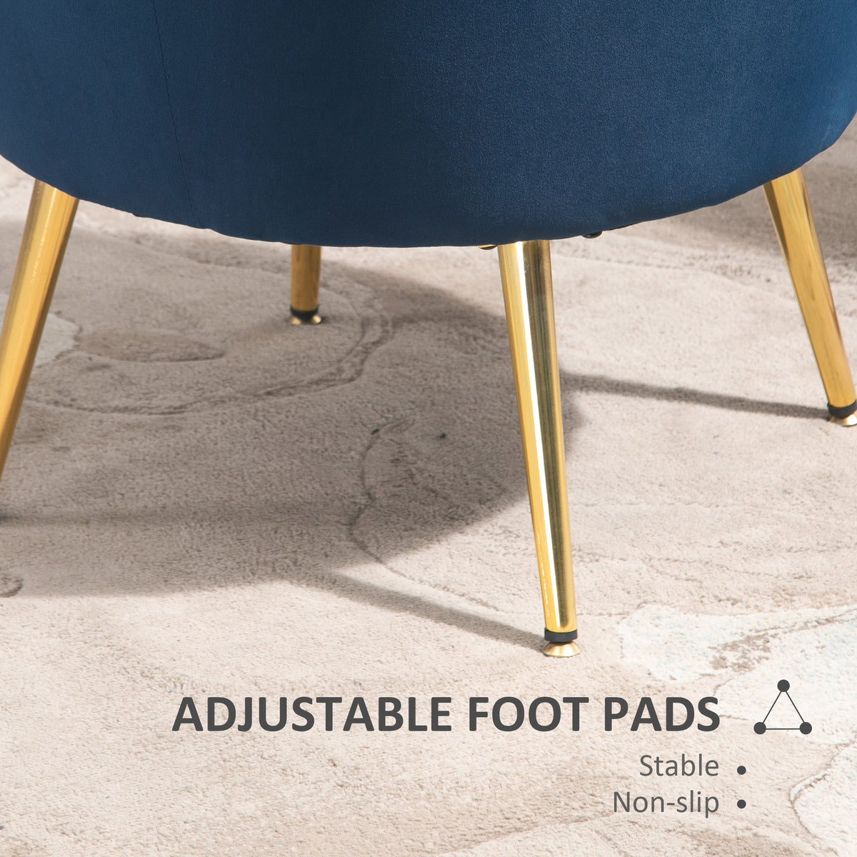 Fauteuil d'appoint en velours pattes métalliques
