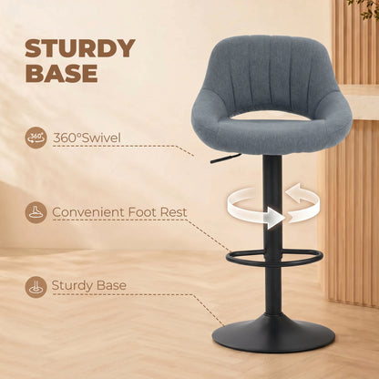 Tabourets de bar pivotants ajustables en lin — Ensemble de 2