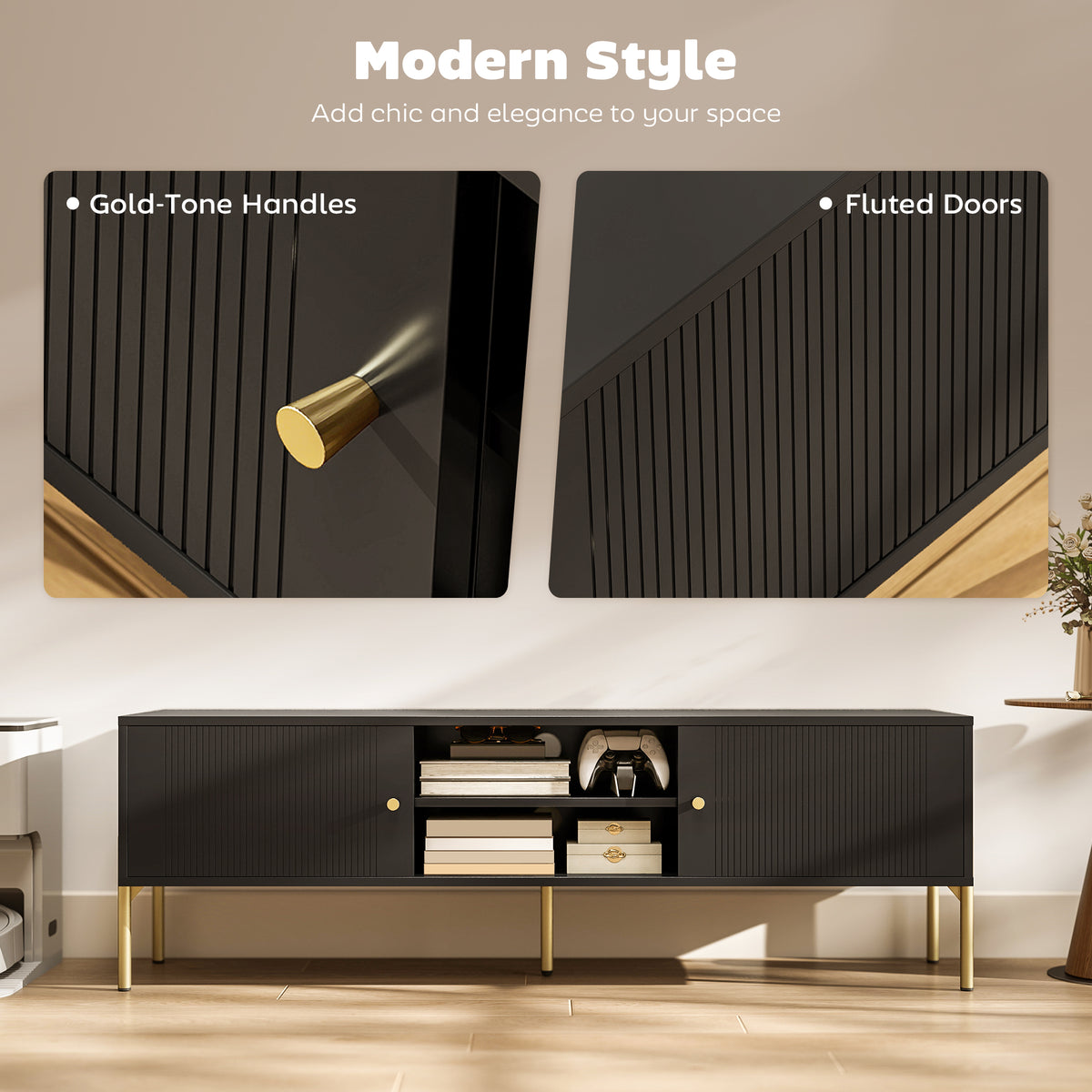 Meuble TV moderne pour téléviseur de 165 cm