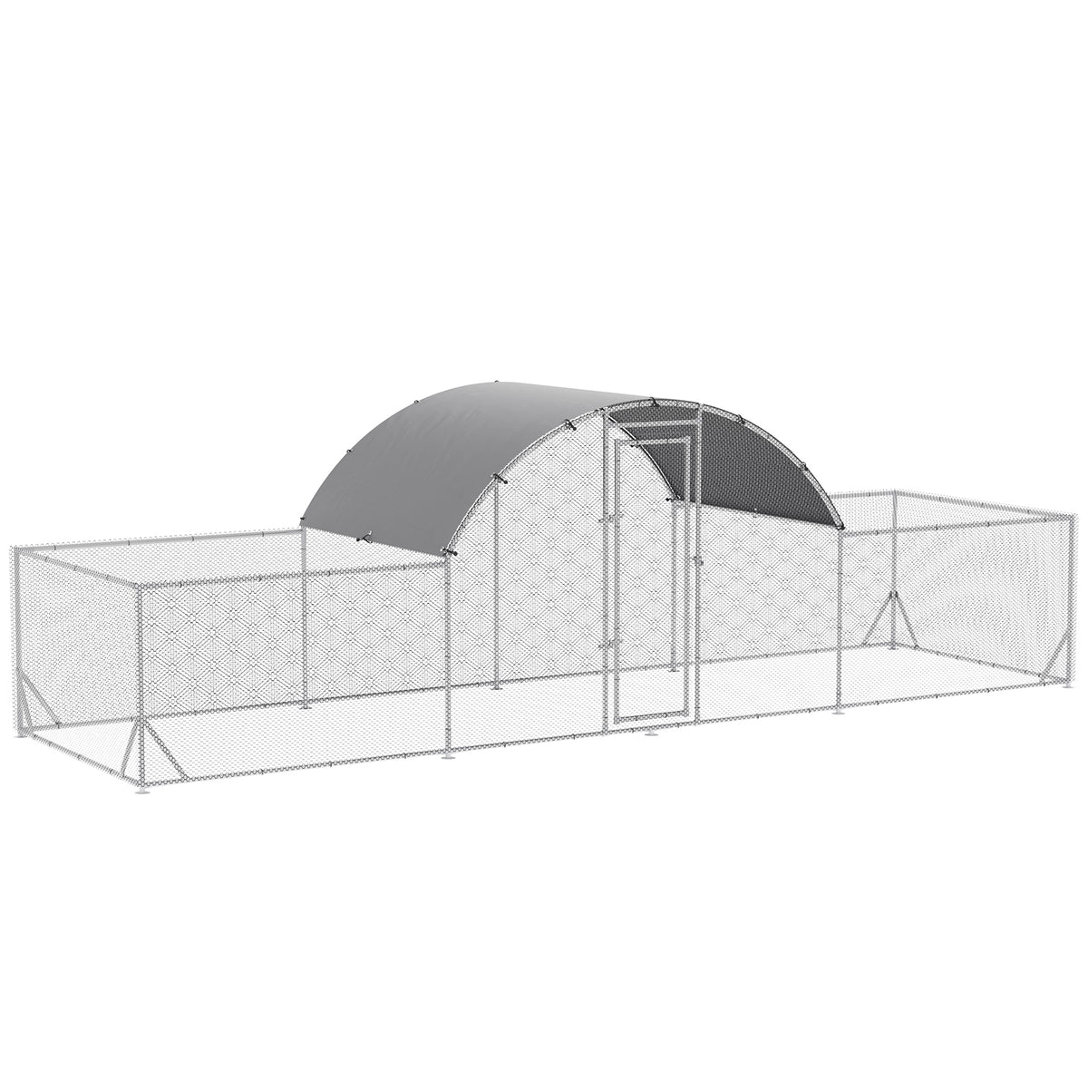 Grand poulailler en métal avec enclos et bâche imperméable