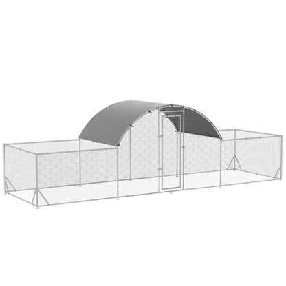Grand poulailler en métal avec enclos et bâche imperméable