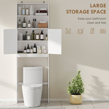 Meuble de rangement autoportant au-dessus des toilettes à 4 tablettes