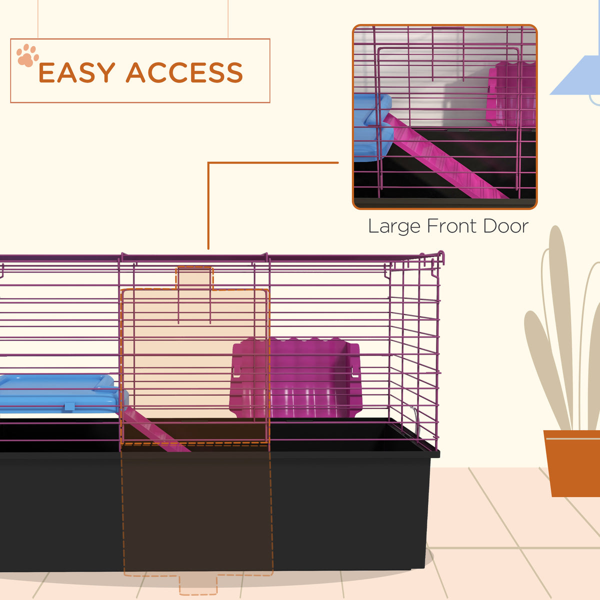 Cage pour petits animaux 47 cm avec accessoires