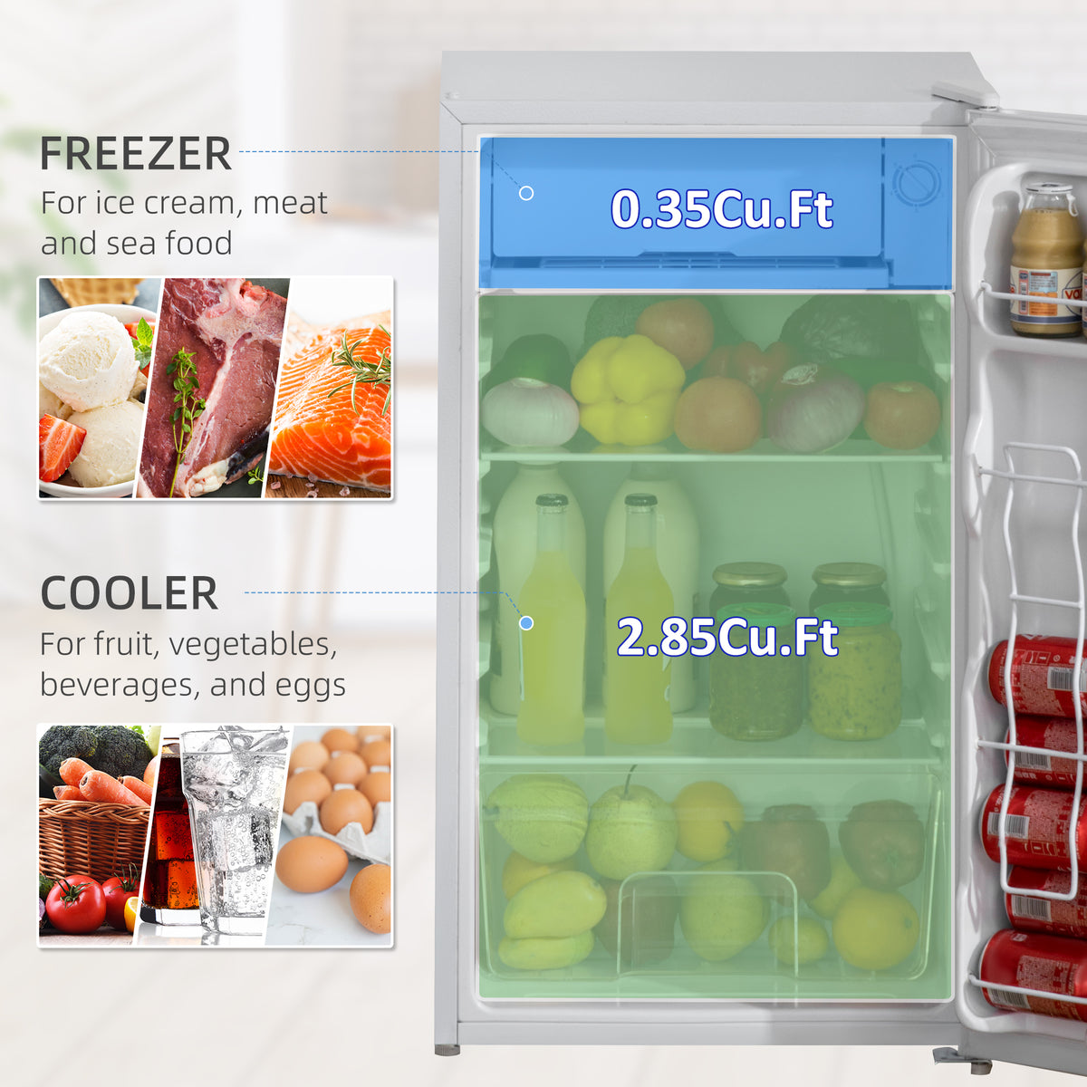 Réfrigérateur compact avec congélateur 3,2 pi³