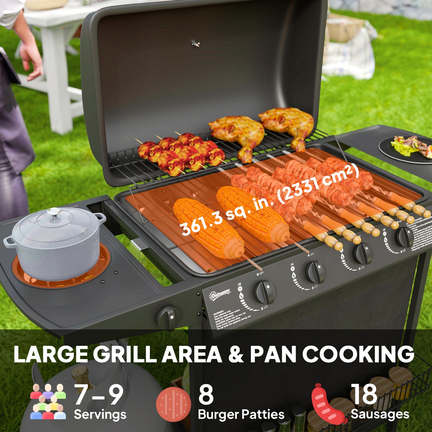 BBQ au propane 5 brûleurs avec brûleur latéral