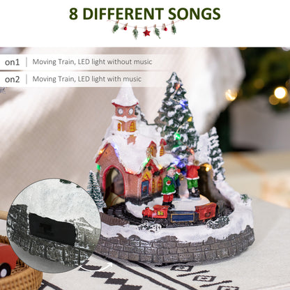 Décoration de village de Noël avec train rotatif et musique