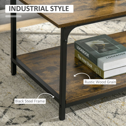 Table basse industrielle avec étagère de rangement