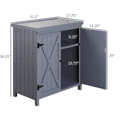 Cabanon de jardin en bois avec dessus galvanisé et deux tablettes