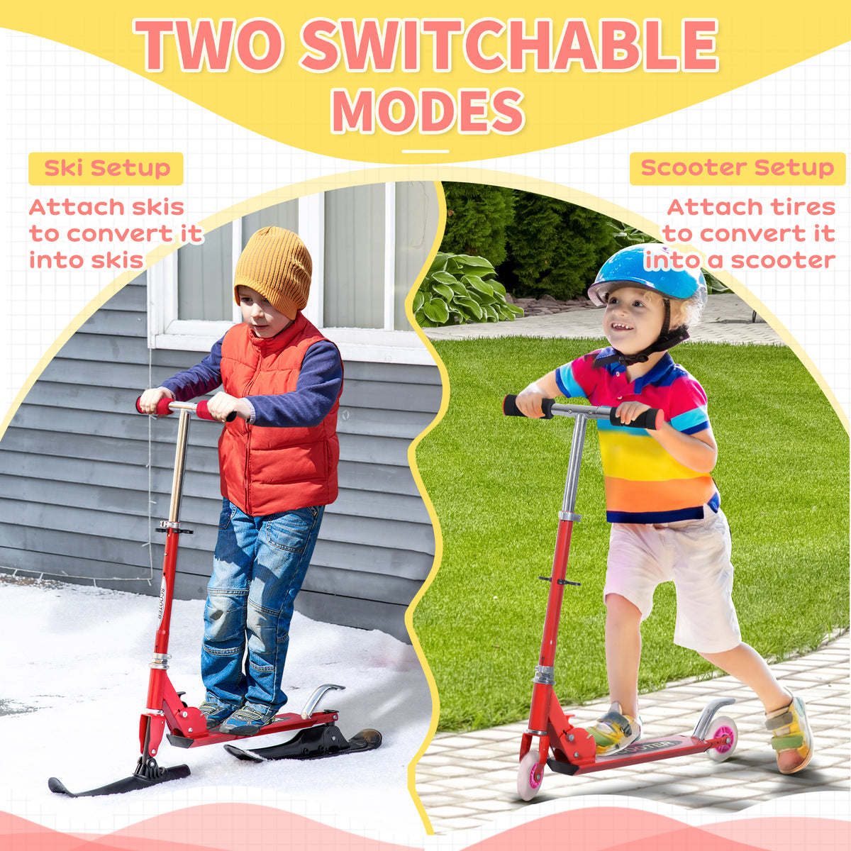 Trottinette des neiges pliable 2 en 1