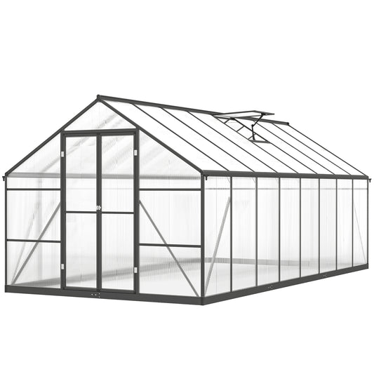 Outsunny 8' x 16' Polycarbonate Greenhouse with Windows and Gutters