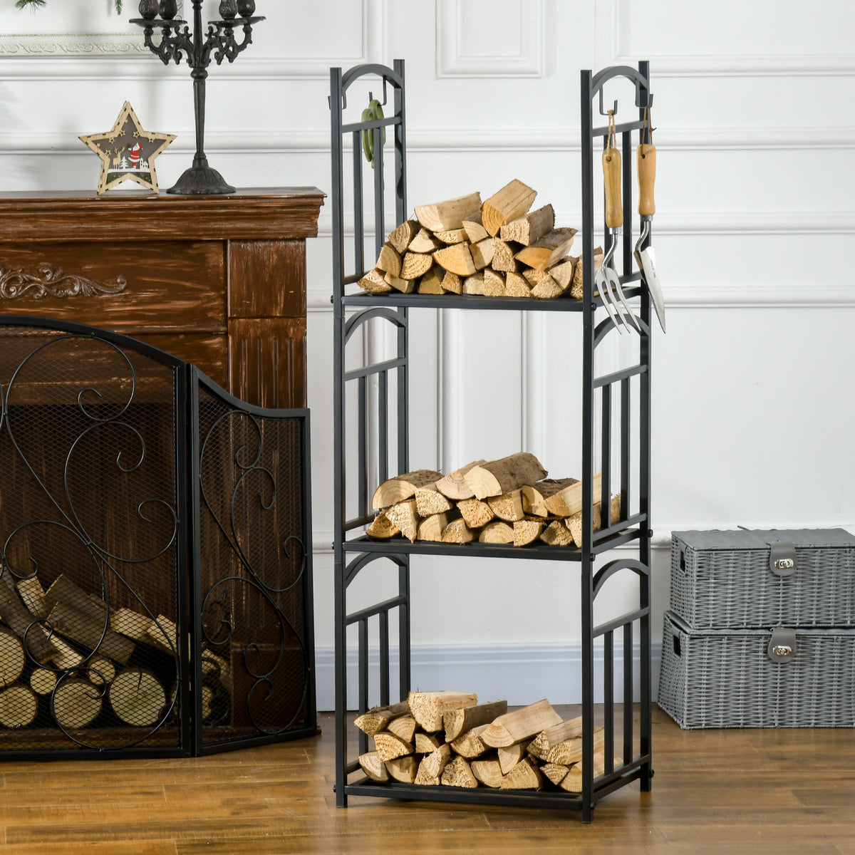 Support à bois de chauffage à 3 paliers