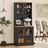 Buffet de cuisine avec hutch et tablettes ouvertes