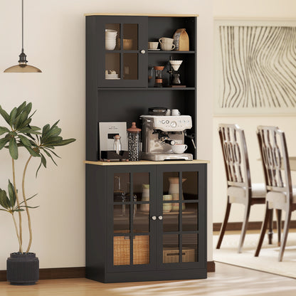 Buffet de cuisine avec hutch et tablettes ouvertes