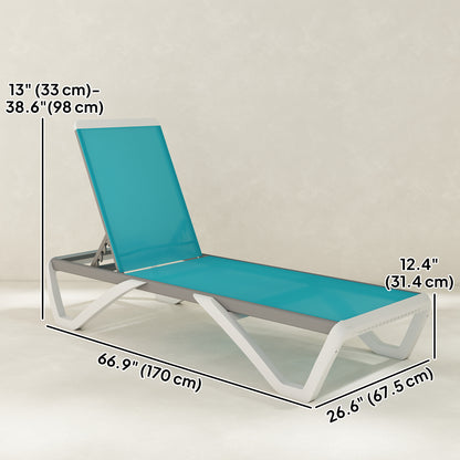 Chaise longue de patio en aluminium à dossier 5 niveaux