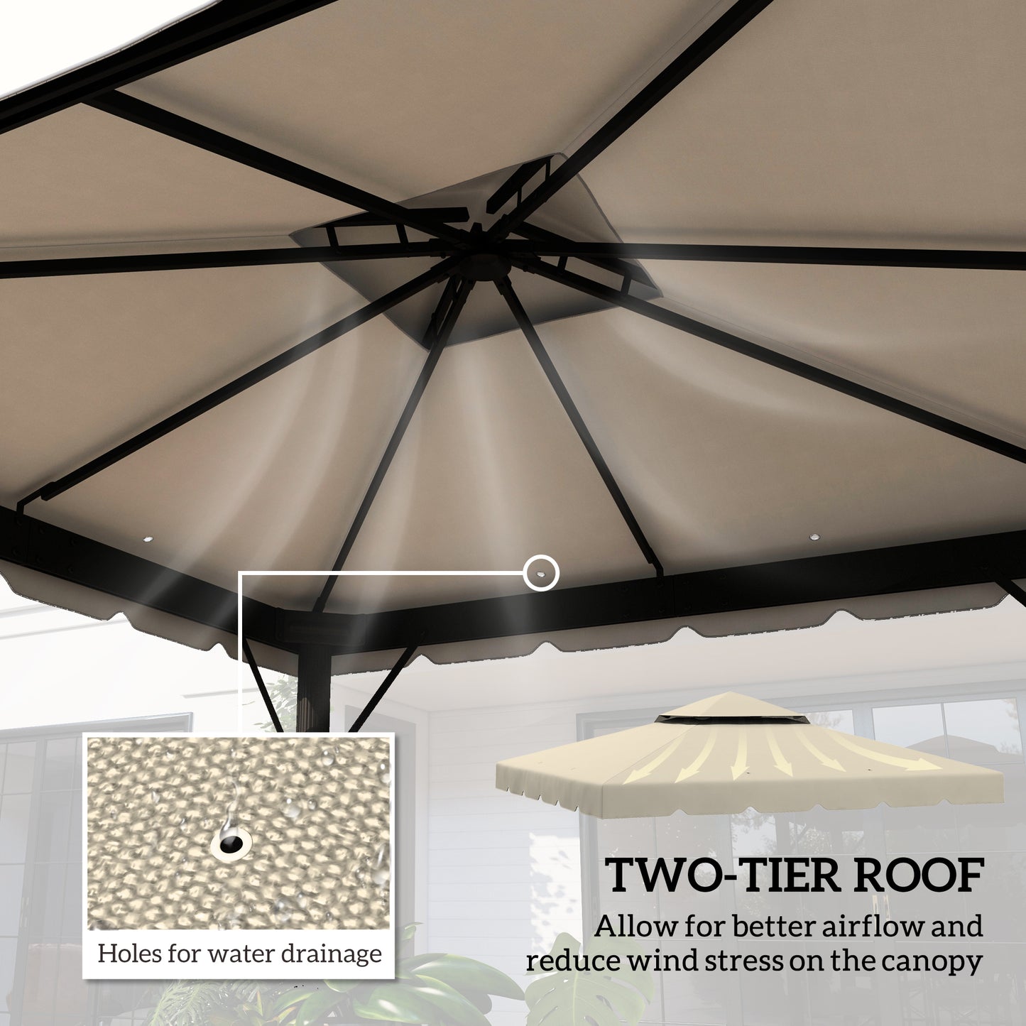 Toile de remplacement pour gazebo double toit ventilé 3 x 3 m