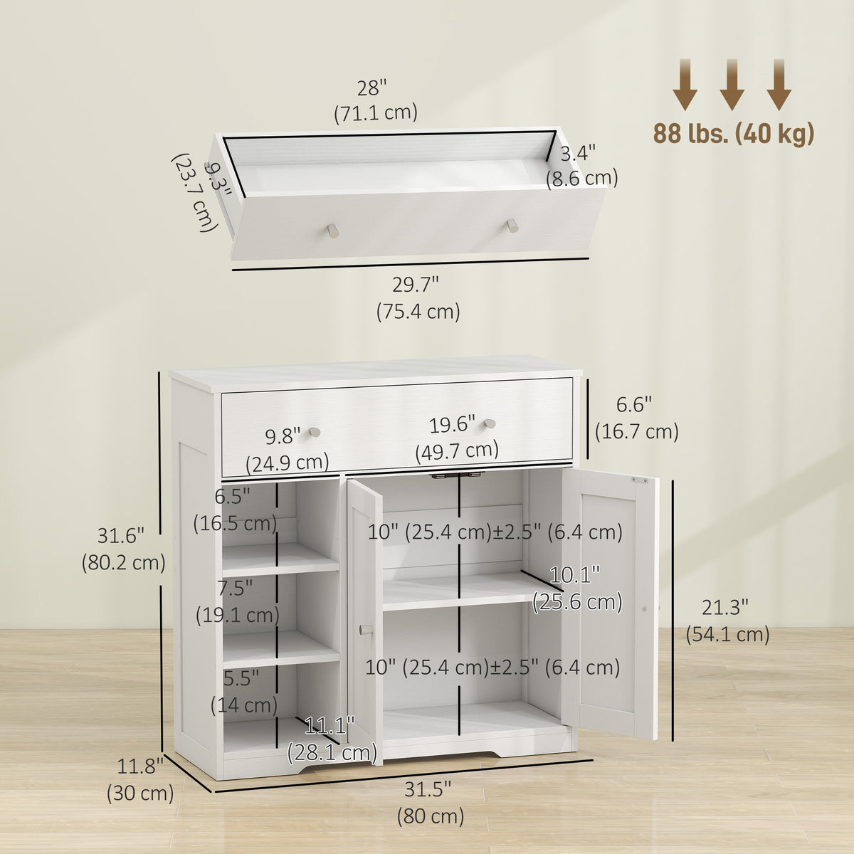 Meuble de salle de bain sur pied avec tiroir