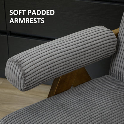 Fauteuil accent velours côtelé coussin épais