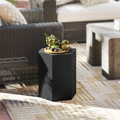 Table d'appoint hexagonale effet bois avec pieds réglables