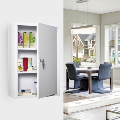 Armoire Pharmacie Murale 3 Niveaux Acier Verrouillable
