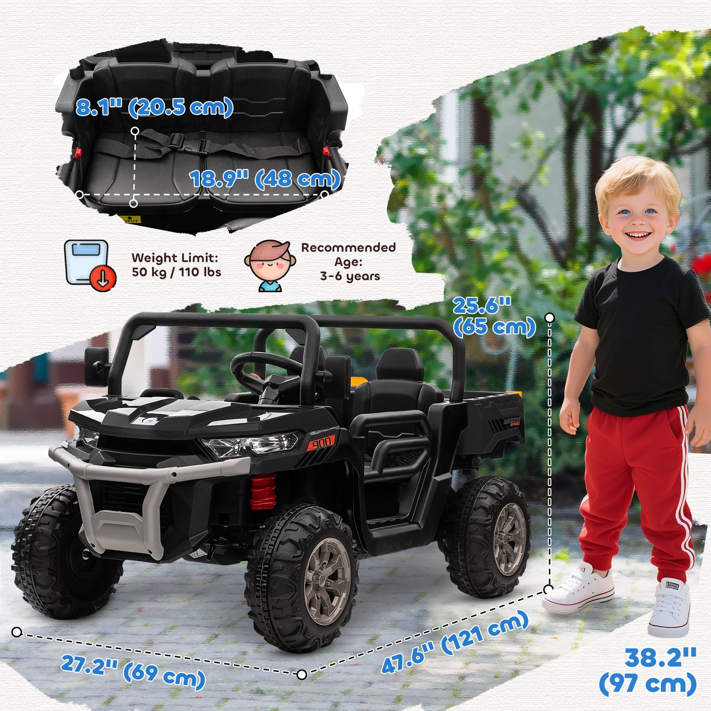 Auto électrique 12V deux places avec télécommande
