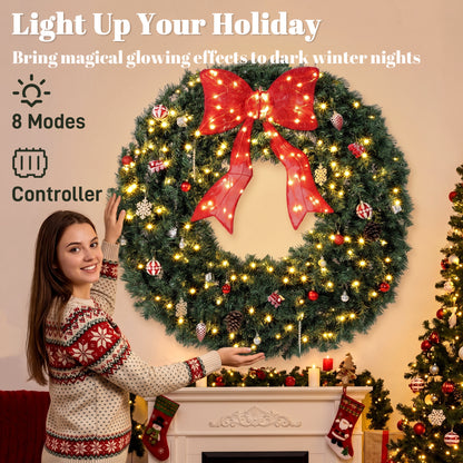 Couronne de Noël artificielle lumineuse de 122 cm