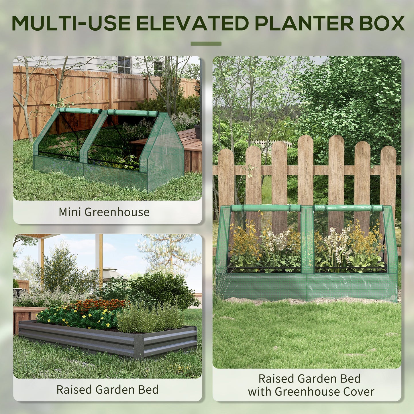 Jardinière surélevée 2-en-1 avec mini-serre
