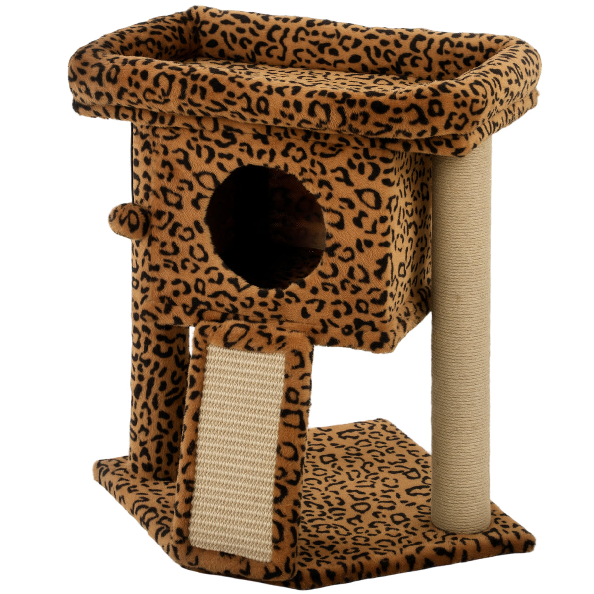 Tour à chat compacte avec perchoir et maison