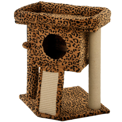 Tour à chat compacte avec perchoir et maison