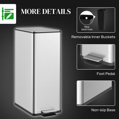 Poubelle de cuisine inox à pédale 20 L