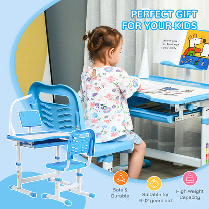 Bureau enfant ajustable avec chaise et lampe LED