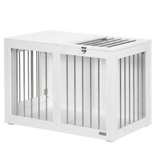 Cage à Chien Meuble 80cm Aosom - 2 Portes pour Chiens Moyens