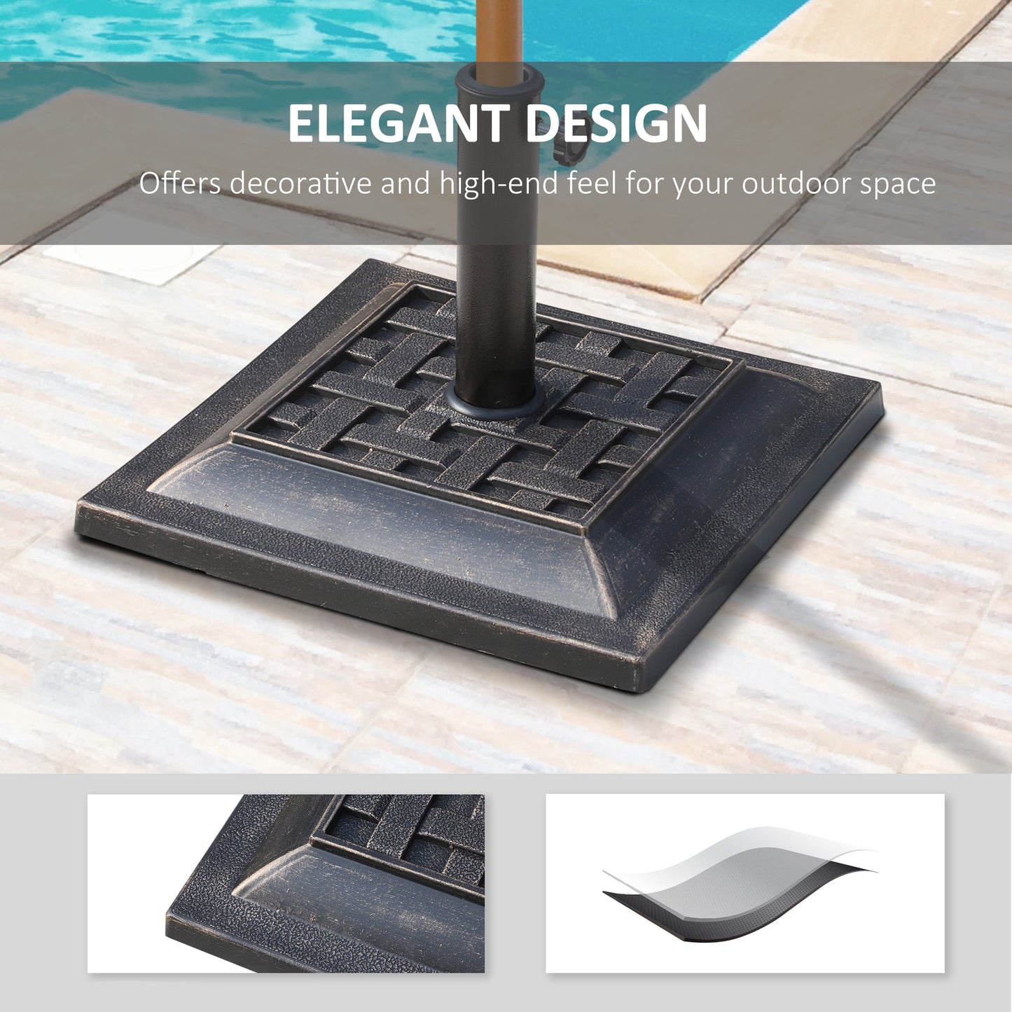 Base de parasol carrée résine 9 kg — bronze