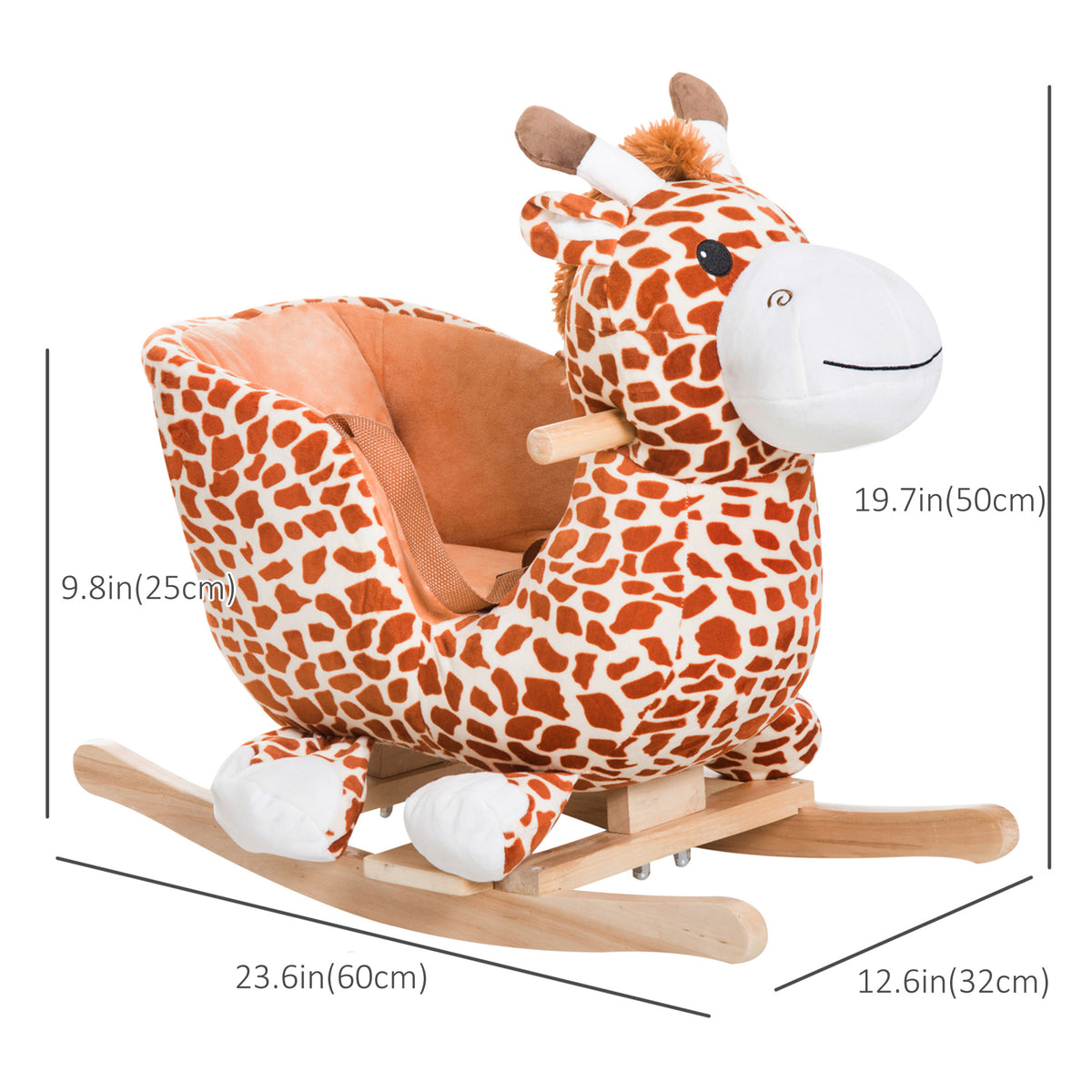 Cheval à bascule pour bébé girafe peluche