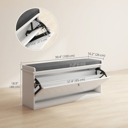 Banc d'entrée coffre à chaussures avec coussin