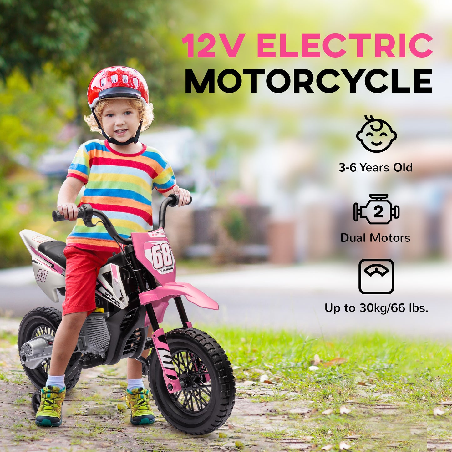 Moto électrique enfant 12V avec roues stabilisatrices