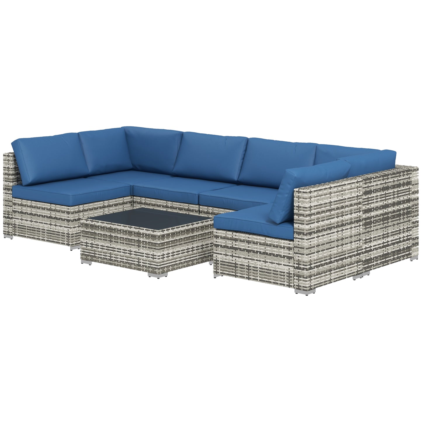 Ensemble de meubles de patio 7 pièces rotin modulaire