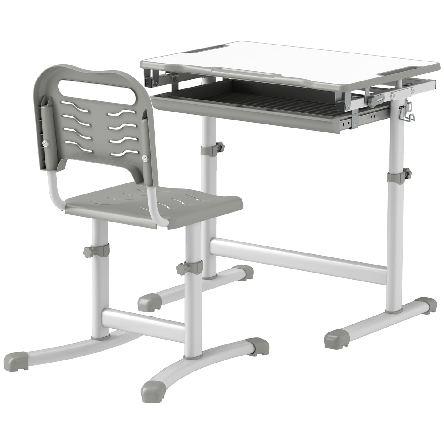 Bureau d'étude ajustable avec chaise et tiroir enfant