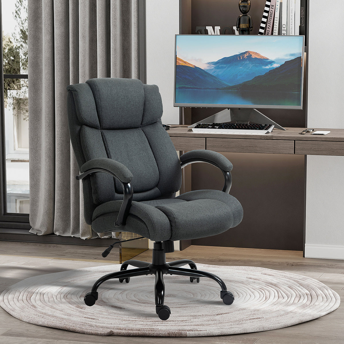 Chaise de bureau ergonomique en lin pivotante