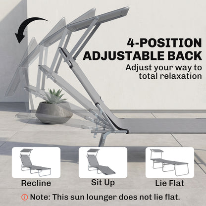 Chaise longue pliante avec auvent réglable