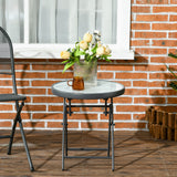 Table de patio pliante ronde en verre trempé