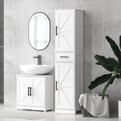 Armoire salle de bain haute portes de grange tiroir