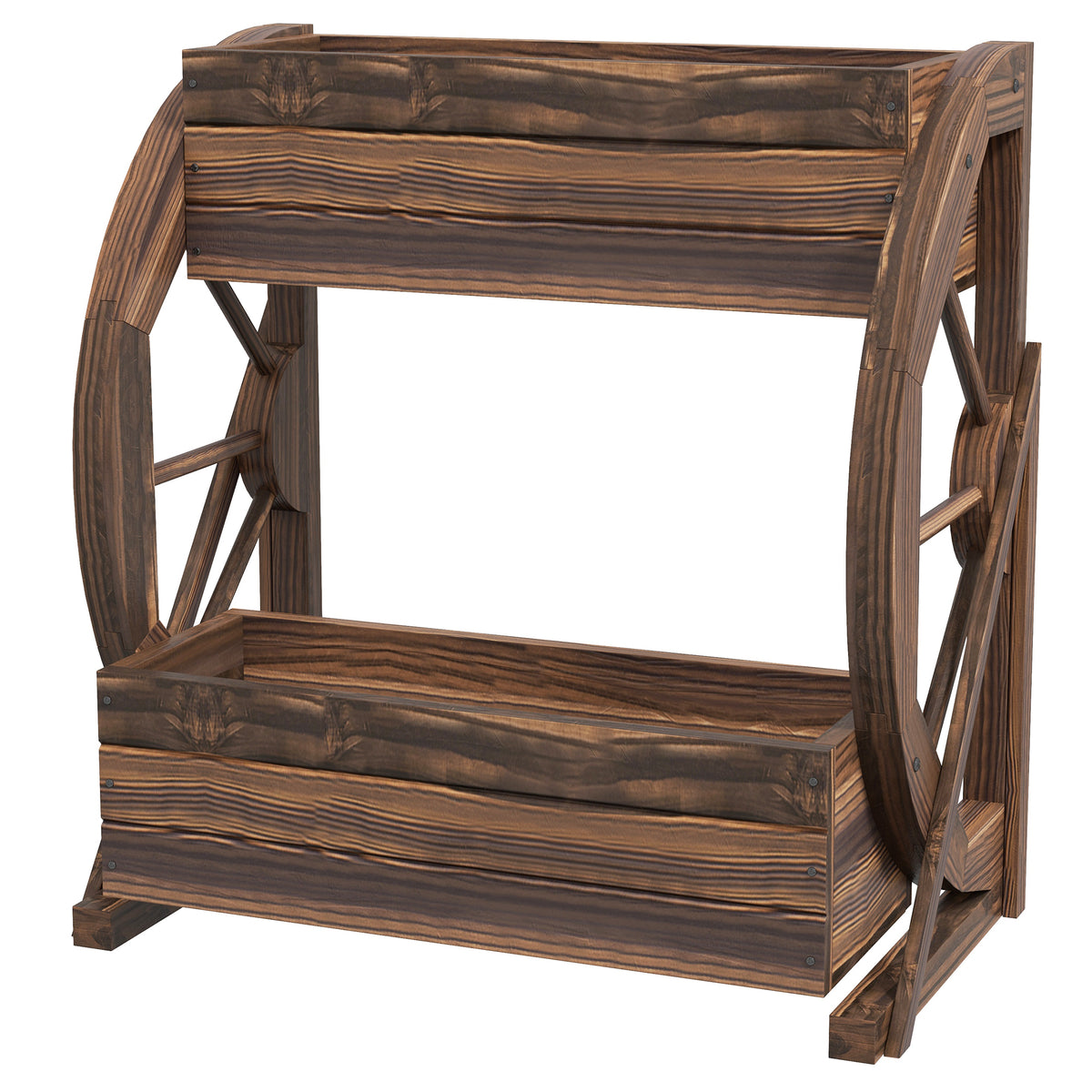 Jardinière surélevée deux étages en bois — chariot
