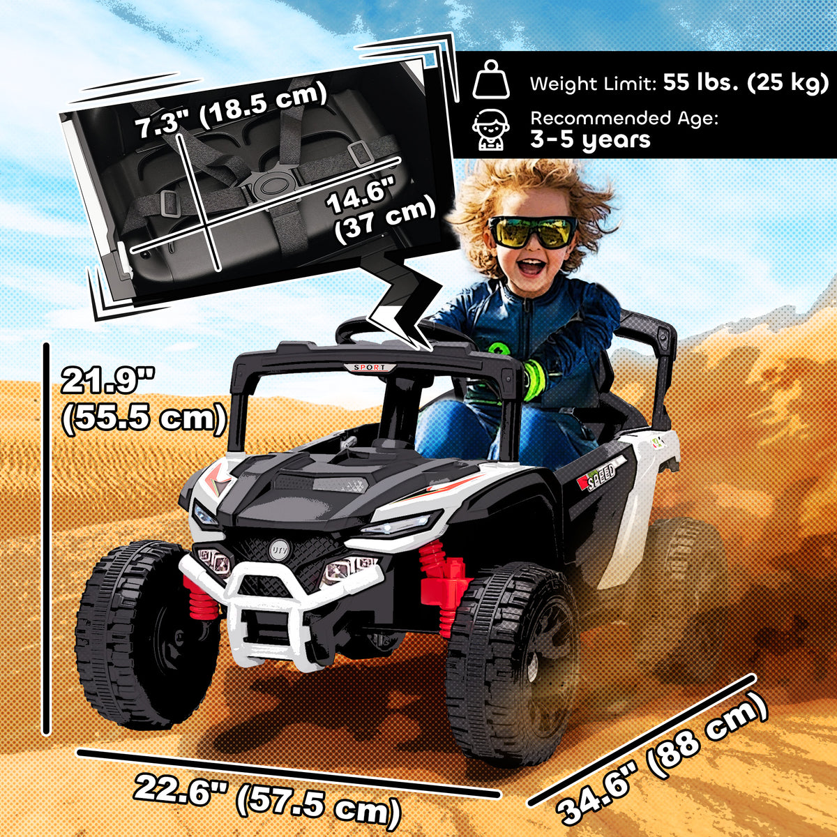 Voiture électrique pour enfants 12 V avec télécommande